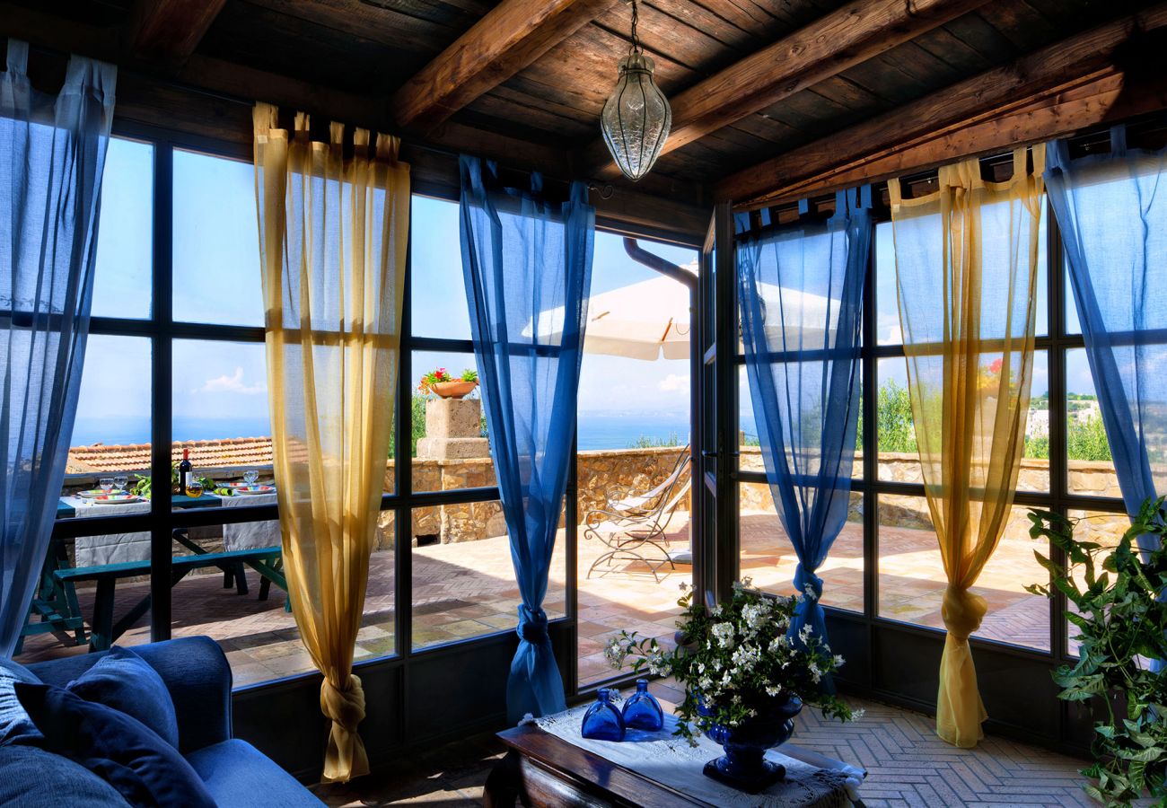 bright living room primula apartment, casale la torre, massa lubrense, italy