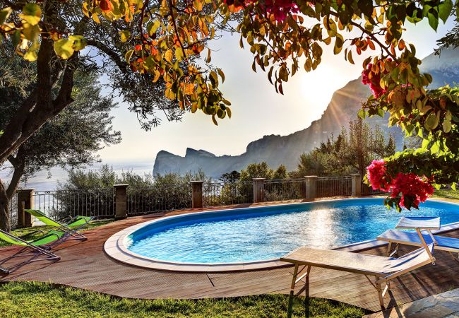 pool with panoramic view tre pizzi, sorrento coastline, sea, vacation villa mamma mia, nerano, massa lubrense, italy