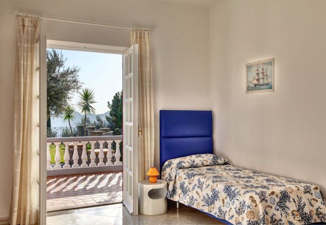 wide single bedroom with terrace, vacation villa mamma mia, nerano, massa lubrense, italy