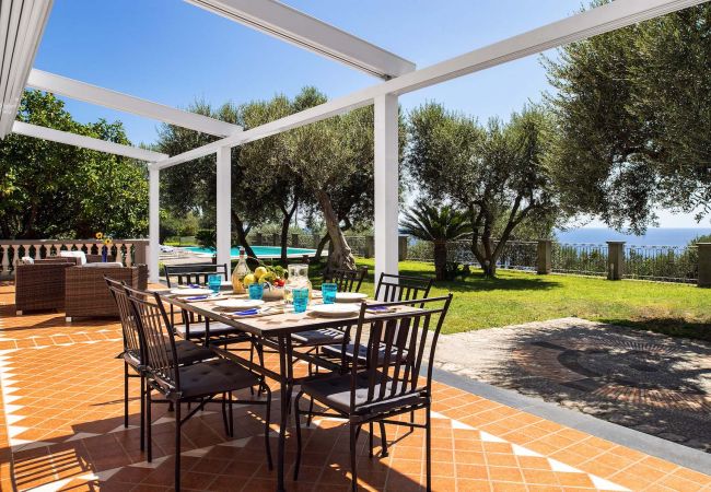 external patio villa mamma mia, with garden and views on capri island and sea