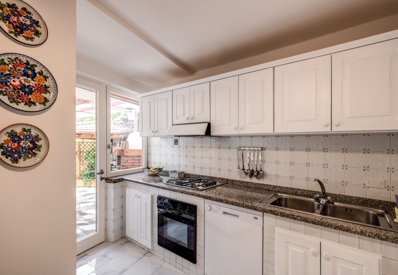 wide italian style kitchen relais mamma mia, massa lubrense, italy