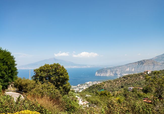 panoramic view on sorrento coast and sea, villa mellicata, massa lubrense, italy